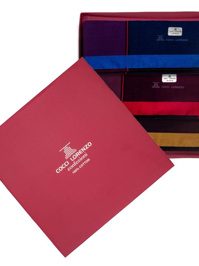 Hanky - Dark With Mixed Colour Borders Handkerchief Design no. 811 For Men (12pcs Pack)