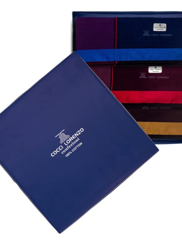 Hanky - Dark With Mixed Colour Borders Handkerchief Design no. 811 For Men (6pcs Pack)