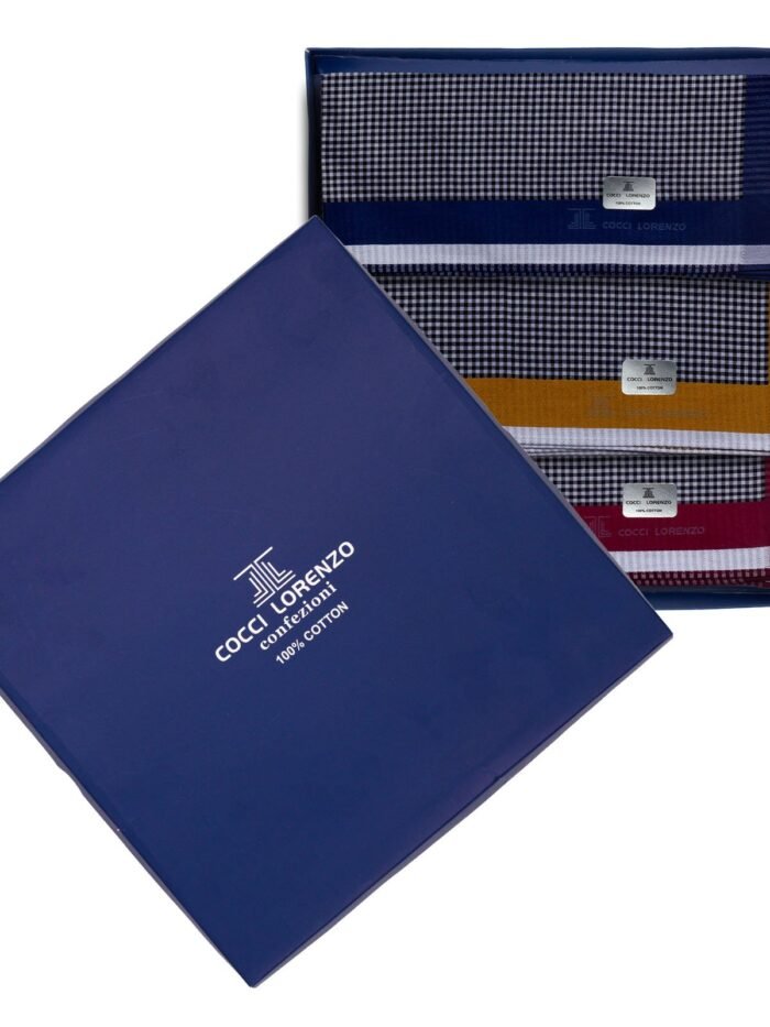 Hanky - Dark With Check Pattern Handkerchief Design no. 813 For Men (6pcs Pack)