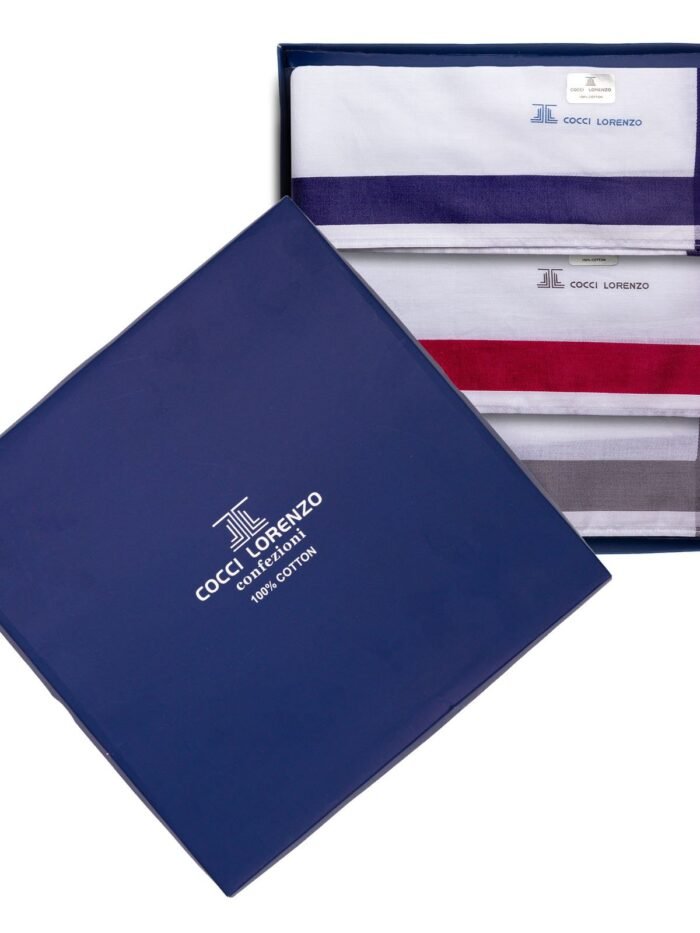 Hanky - White With Mixed Colour Borders Handkerchief Design no. 365 For Men (6pcs Pack)