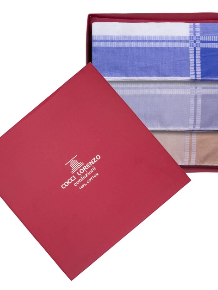 Hanky - White With Mixed Colour Borders Handkerchief Design no. 527 For Men (12pcs Pack)