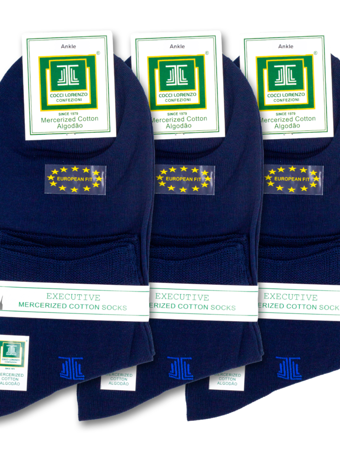 Ankle Navy Blue Socks Design M01 (3pairs)