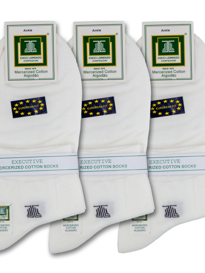 Ankle White Socks Design M01 (3pairs)