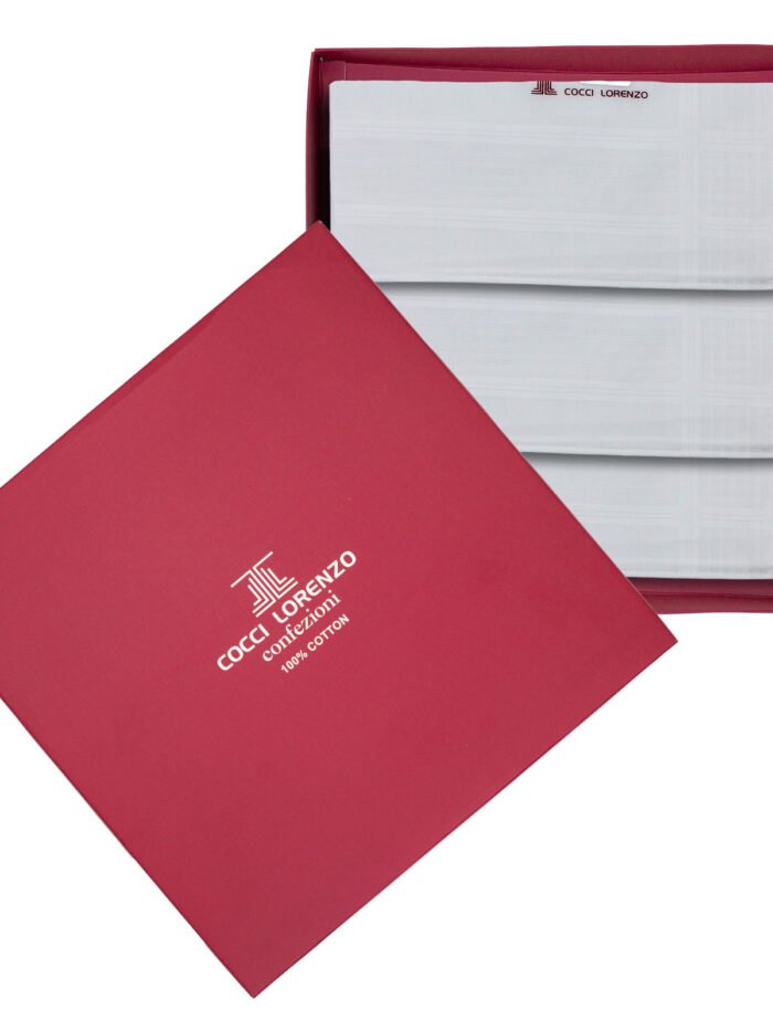 Hanky - Full White Handkerchief with Border Design No. 112 (12 pcs Pack)