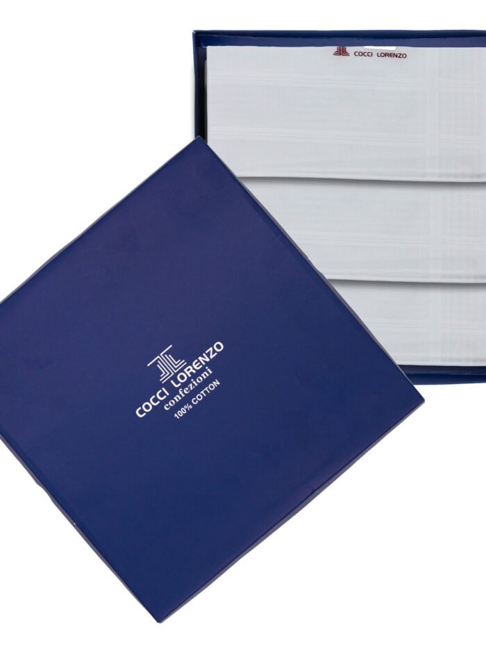 Hanky - Full White Handkerchief with Border Design No. 112 (6 pcs Pack)